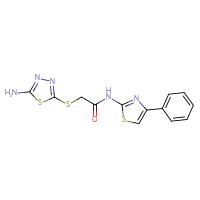 Chemical structure of 2-[(5-amino-1,3,4-thiadiazol-2-yl)sulfanyl]-N-(4-phenyl-1,3-thiazol-2-yl)acetamide - CSSB00105572611