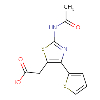 Chemical structure of 2-[2-acetamido-4-(thiophen-2-yl)-1,3-thiazol-5-yl]acetic acid - CSSB00102558994