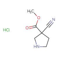 Chemical structure of methyl 3-cyanopyrrolidine-3-carboxylate hydrochloride - CSSB00009842390
