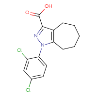 Chemical structure of 1-(2,4-dichlorophenyl)-1H,4H,5H,6H,7H,8H-cyclohepta[c]pyrazole-3-carboxylic acid - CSSB00000744823