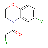 Chemical structure of 2-chloro-1-(6-chloro-3,4-dihydro-2H-1,4-benzoxazin-4-yl)ethan-1-one - CSSB00010732104