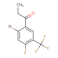 Chemical structure of 1-[2-bromo-4-fluoro-5-(trifluoromethyl)phenyl]propan-1-one - CSSB21103686877
