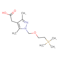 Chemical structure of 2-(3,5-dimethyl-1-{[2-(trimethylsilyl)ethoxy]methyl}-1H-pyrazol-4-yl)acetic acid - CSSB21332093354