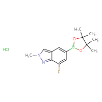 Chemical structure of 7-fluoro-2-methyl-5-(4,4,5,5-tetramethyl-1,3,2-dioxaborolan-2-yl)-2H-indazole hydrochloride - CSSB03496549579