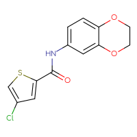 Chemical structure of 4-chloro-N-(2,3-dihydro-1,4-benzodioxin-6-yl)thiophene-2-carboxamide - CSSB00104308745