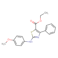 Chemical structure of ethyl 2-[(4-methoxyphenyl)amino]-4-phenyl-1,3-thiazole-5-carboxylate - CSSB00121622867