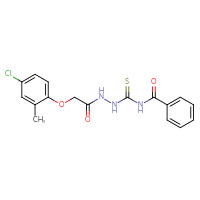 Chemical structure of 2-(4-chloro-2-methylphenoxy)-N-{[(phenylformamido)methanethioyl]amino}acetamide - CSSB00025732417