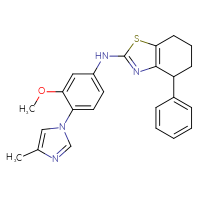 Chemical structure of N-[3-methoxy-4-(4-methyl-1H-imidazol-1-yl)phenyl]-4-phenyl-4,5,6,7-tetrahydro-1,3-benzothiazol-2-amine - CSSB00102527078