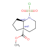 Chemical structure of rac-methyl (4aR,7aS)-1-(chlorosulfonyl)-octahydro-1H-cyclopenta[b]pyridine-4a-carboxylate - CSSB21291564411