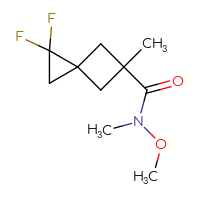 Chemical structure of 1,1-difluoro-N-methoxy-N,5-dimethylspiro[2.3]hexane-5-carboxamide - CSSB06648157372