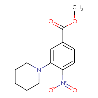 Chemical structure of methyl 4-nitro-3-(piperidin-1-yl)benzoate - CSSB00001316600