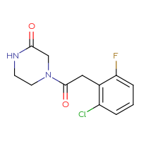 Chemical structure of 4-[2-(2-chloro-6-fluorophenyl)acetyl]piperazin-2-one - CSSB00000483770
