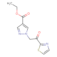 Chemical structure of ethyl 1-[2-oxo-2-(1,3-thiazol-2-yl)ethyl]-1H-pyrazole-4-carboxylate - CSSB21332173106