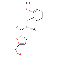 Chemical structure of 5-(hydroxymethyl)-N-[(2-methoxyphenyl)methyl]-N-methylfuran-2-carboxamide - CSSB01392634871