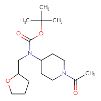 Chemical structure of tert-butyl N-(1-acetylpiperidin-4-yl)-N-[(oxolan-2-yl)methyl]carbamate - CSSB06911333655