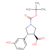 Chemical structure of (3S,4R)-1-[(tert-butoxy)carbonyl]-4-(3-hydroxyphenyl)pyrrolidine-3-carboxylic acid - CSSB00102562573