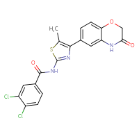 Chemical structure of 3,4-dichloro-N-[5-methyl-4-(3-oxo-3,4-dihydro-2H-1,4-benzoxazin-6-yl)-1,3-thiazol-2-yl]benzamide - CSSB00160821591