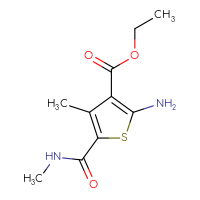 Chemical structure of ethyl 2-amino-4-methyl-5-(methylcarbamoyl)thiophene-3-carboxylate - CSSB00000261160