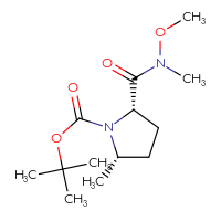 Chemical structure of tert-butyl (2S,5S)-2-[methoxy(methyl)carbamoyl]-5-methylpyrrolidine-1-carboxylate - CSSB20563862523