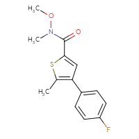 Chemical structure of 4-(4-fluorophenyl)-N-methoxy-N,5-dimethylthiophene-2-carboxamide - CSSB02016841337