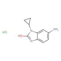 Chemical structure of 6-amino-1-cyclopropyl-1H-1,3-benzodiazol-2-ol hydrochloride - CSSB00025778823