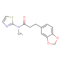 Chemical structure of 3-(2H-1,3-benzodioxol-5-yl)-N-methyl-N-(1,3-thiazol-2-yl)propanamide - CSSB00027015573