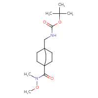 Chemical structure of tert-butyl N-({4-[methoxy(methyl)carbamoyl]bicyclo[2.2.2]octan-1-yl}methyl)carbamate - CSSB21151594956