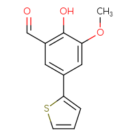 Chemical structure of 2-hydroxy-3-methoxy-5-(thiophen-2-yl)benzaldehyde - CSSB00047278502