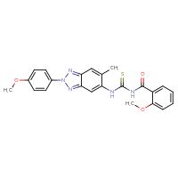 Chemical structure of 1-(2-methoxybenzoyl)-3-[2-(4-methoxyphenyl)-6-methyl-2H-1,2,3-benzotriazol-5-yl]thiourea - CSSB00121706146
