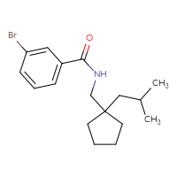 Chemical structure of 3-bromo-N-{[1-(2-methylpropyl)cyclopentyl]methyl}benzamide - CSSB00037404863