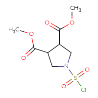 Chemical structure of 3,4-dimethyl 1-(chlorosulfonyl)pyrrolidine-3,4-dicarboxylate - CSSB21224772864