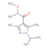 Chemical structure of N-methoxy-N,3,5-trimethyl-1-(propan-2-yl)-1H-pyrazole-4-carboxamide - CSSB00990255102