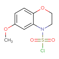 Chemical structure of 6-methoxy-3,4-dihydro-2H-1,4-benzoxazine-4-sulfonyl chloride - CSSB14959847183