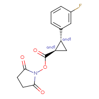 Chemical structure of rac-2,5-dioxopyrrolidin-1-yl (1R,2R)-2-(3-fluorophenyl)cyclopropane-1-carboxylate - CSSB20269714405