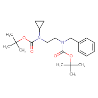 Chemical structure of tert-butyl N-(2-{benzyl[(tert-butoxy)carbonyl]amino}ethyl)-N-cyclopropylcarbamate - CSSB02125610961