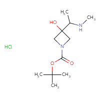 Chemical structure of tert-butyl 3-hydroxy-3-[1-(methylamino)ethyl]azetidine-1-carboxylate hydrochloride - CSSB00161000004