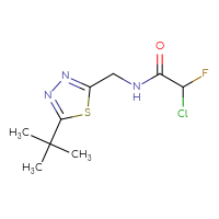 Chemical structure of N-[(5-tert-butyl-1,3,4-thiadiazol-2-yl)methyl]-2-chloro-2-fluoroacetamide - CSSB21332118583