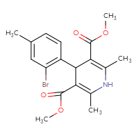 Chemical structure of 3,5-dimethyl 4-(2-bromo-4-methylphenyl)-2,6-dimethyl-1,4-dihydropyridine-3,5-dicarboxylate - CSSB20539825668