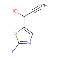 Chemical structure of 1-(2-iodo-1,3-thiazol-5-yl)prop-2-yn-1-ol - CSSB21246457032