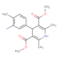 Chemical structure of 3,5-dimethyl 4-(3-iodo-4-methylphenyl)-2,6-dimethyl-1,4-dihydropyridine-3,5-dicarboxylate - CSSB20539821819