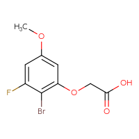 Chemical structure of 2-(2-bromo-3-fluoro-5-methoxyphenoxy)acetic acid - CSSB20787399635