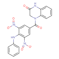 Chemical structure of 4-[3,5-dinitro-4-(phenylamino)benzoyl]-1,2,3,4-tetrahydroquinoxalin-2-one - CSSB00121703100