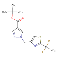 Chemical structure of tert-butyl 1-{[2-(1,1-difluoroethyl)-1,3-thiazol-4-yl]methyl}-1H-pyrazole-4-carboxylate - CSSB21332173610