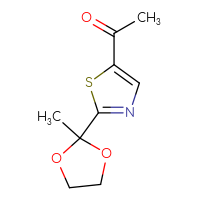 Chemical structure of 1-[2-(2-methyl-1,3-dioxolan-2-yl)-1,3-thiazol-5-yl]ethan-1-one - CSSB06259047394