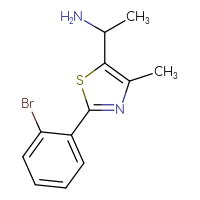 Chemical structure of 1-[2-(2-bromophenyl)-4-methyl-1,3-thiazol-5-yl]ethan-1-amine - CSSB00000687160
