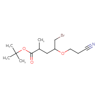 Chemical structure of tert-butyl 5-bromo-4-(2-cyanoethoxy)-2-methylpentanoate - CSSB21495855618