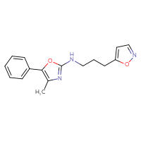 Chemical structure of 4-methyl-N-[3-(1,2-oxazol-5-yl)propyl]-5-phenyl-1,3-oxazol-2-amine - CSSB21495862645