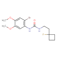 Chemical structure of 1-(2-bromo-4,5-dimethoxyphenyl)-3-[2-(1-fluorocyclobutyl)ethyl]urea - CSSB02123667220