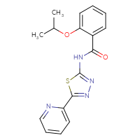 Chemical structure of 2-(propan-2-yloxy)-N-[5-(pyridin-2-yl)-1,3,4-thiadiazol-2-yl]benzamide - CSSB00027191642