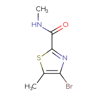 Chemical structure of 4-bromo-N,5-dimethyl-1,3-thiazole-2-carboxamide - CSSB06850642591